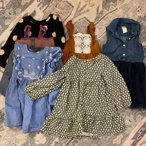 Lot of 6 size 2T toddler girl dresses like new